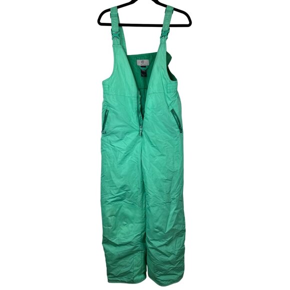 Champion Snow Bib Overalls Youth Size XL Mint Green Zip Pockets Winter Ski - Picture 1 of 11